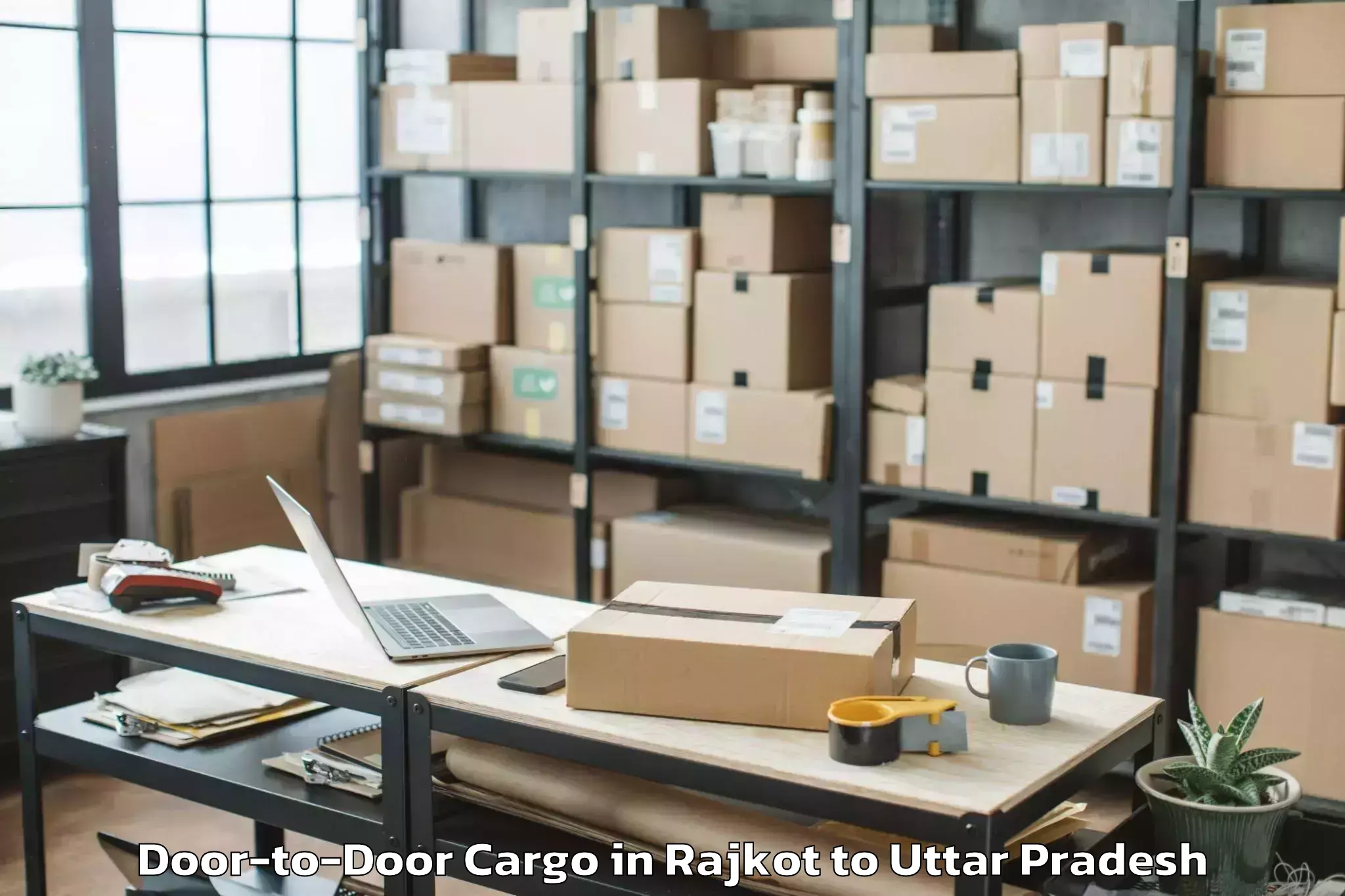 Top Rajkot to Barkhera Kalan Door To Door Cargo Available